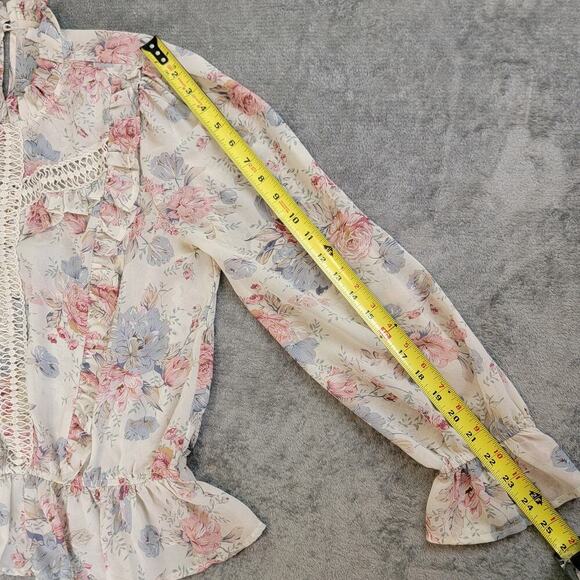 Sweet Rain Blouse Large Floral Ruffle Lace Romanticcore - Picture 6 of 8